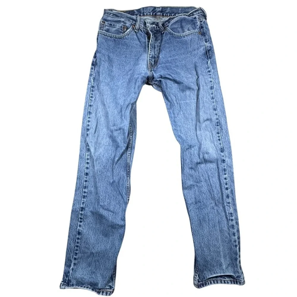 Levis 505 Regular Fit Mens‎ Jeans 30x30 Medium Wash Blue Straight Leg Denim